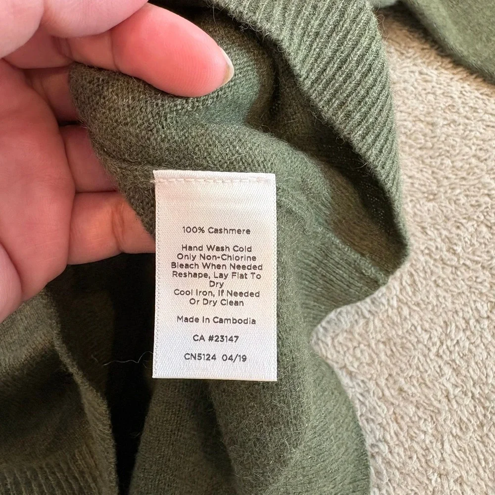Talbots Plus 3X Olive Green 100% Pure Cashmere 3/4 Sleeve Crew Neck Sweater NWT - Picture 8 of 9